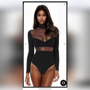 NOOKIE black Bodysuit With Sheer Detail